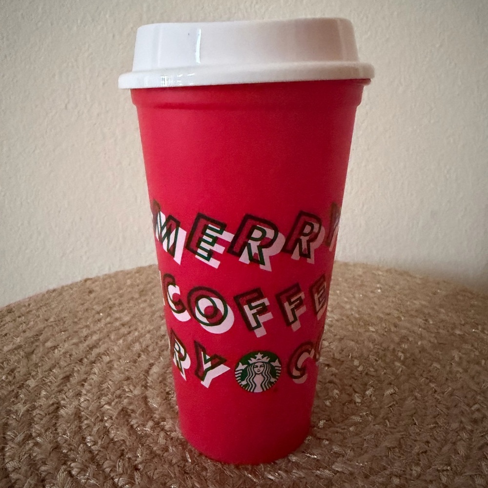 NWT Starbucks 2019 Holiday “Merry Coffee” Red Cup 16 oz